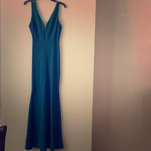 Dark green long fitted dress